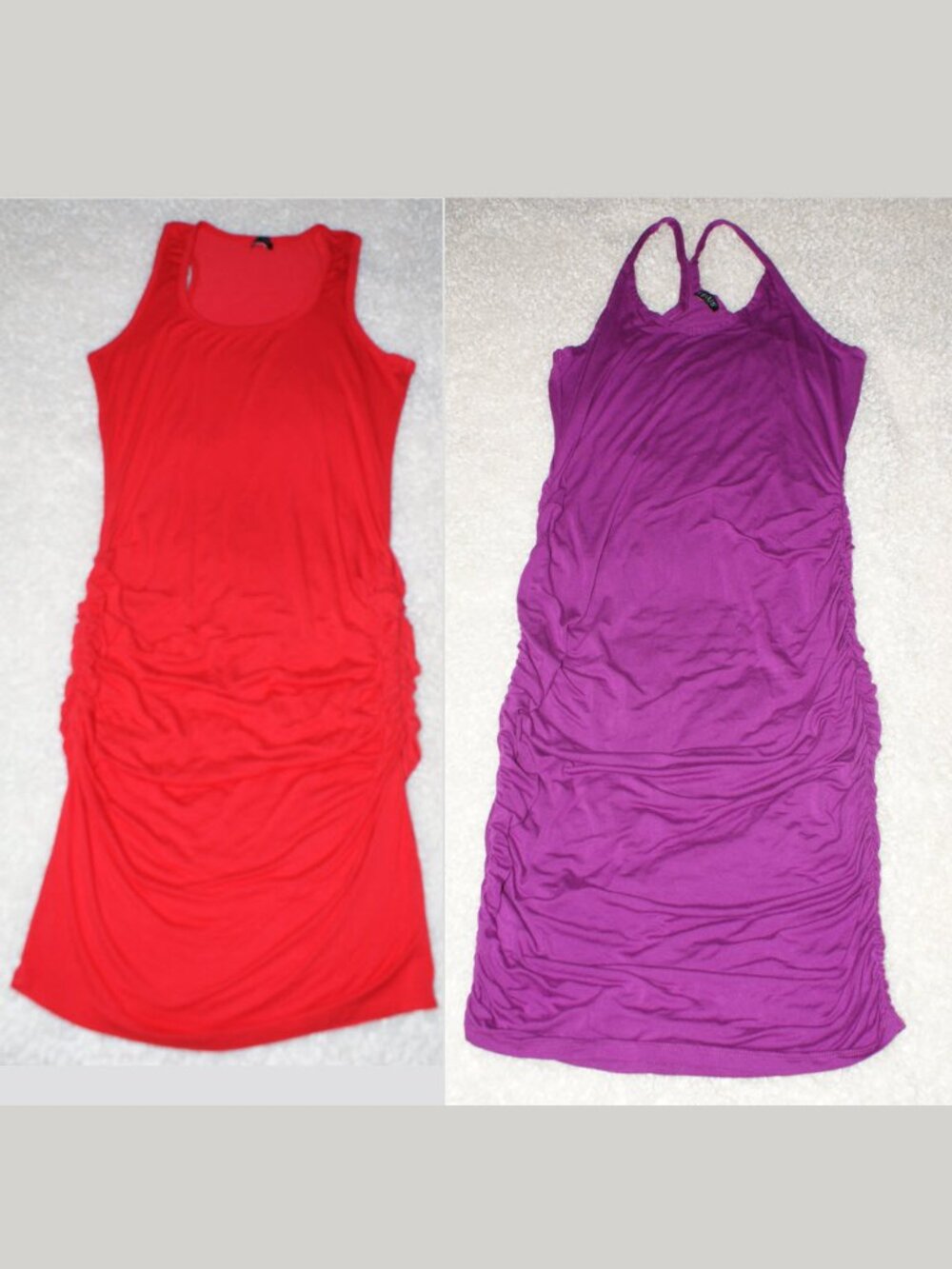 Venus TWO Dresses - Red and Purple Bodycon Jersey Dress Bundle - Large - EUC